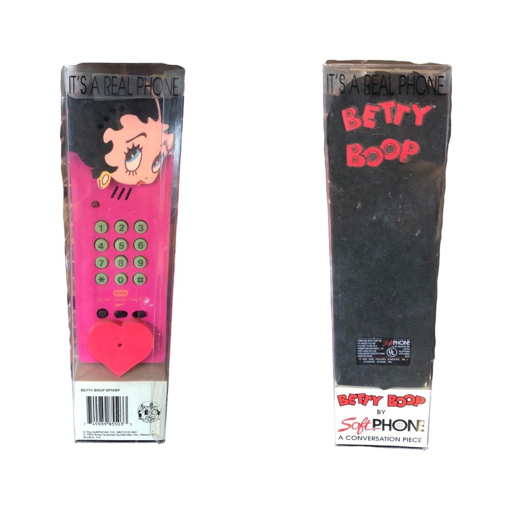 Vtg Betty Boop By Soft Phone Red Soft Foam Telephone SP5BP In‎ Box